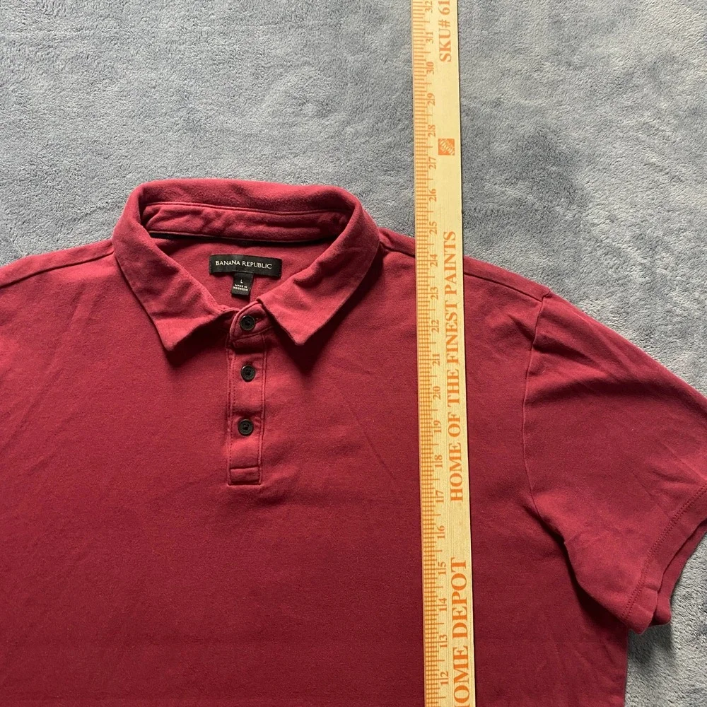 Banana Republic Mens Large Polo Shirt Red Short Sleeve Cotton 1588968 Burgundy